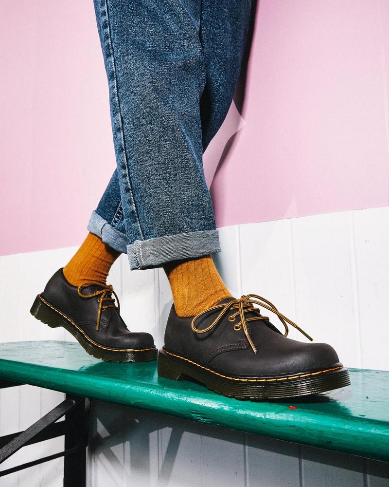 Dr Martens Junior 1461 Wildhorse Lær Sko Barn Mørke Brune | Norge 100JPQ